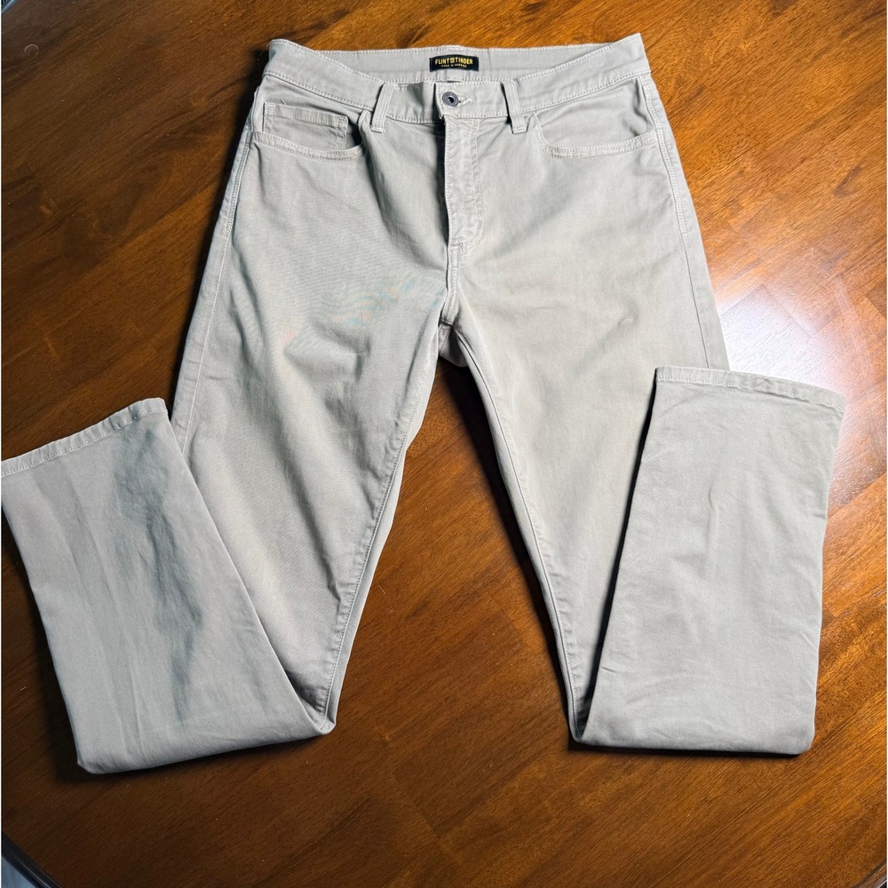 Flint and Tinder 365 Pant Mens 28 Khaki Tan Slim Fit Chino Made in USA Stretch
